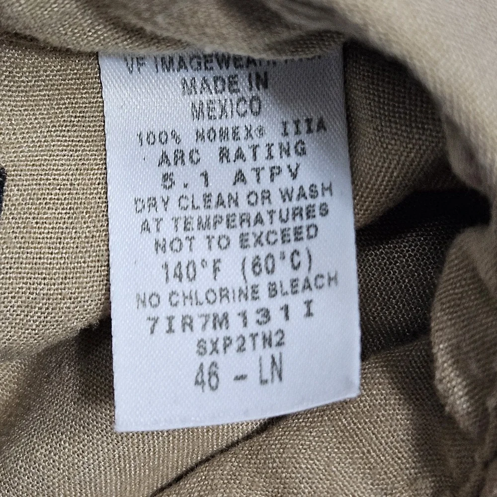 Bulwark‎ FR Shirt Mens Beige 46-Long Flame Resistant Long Sleeve Button Up